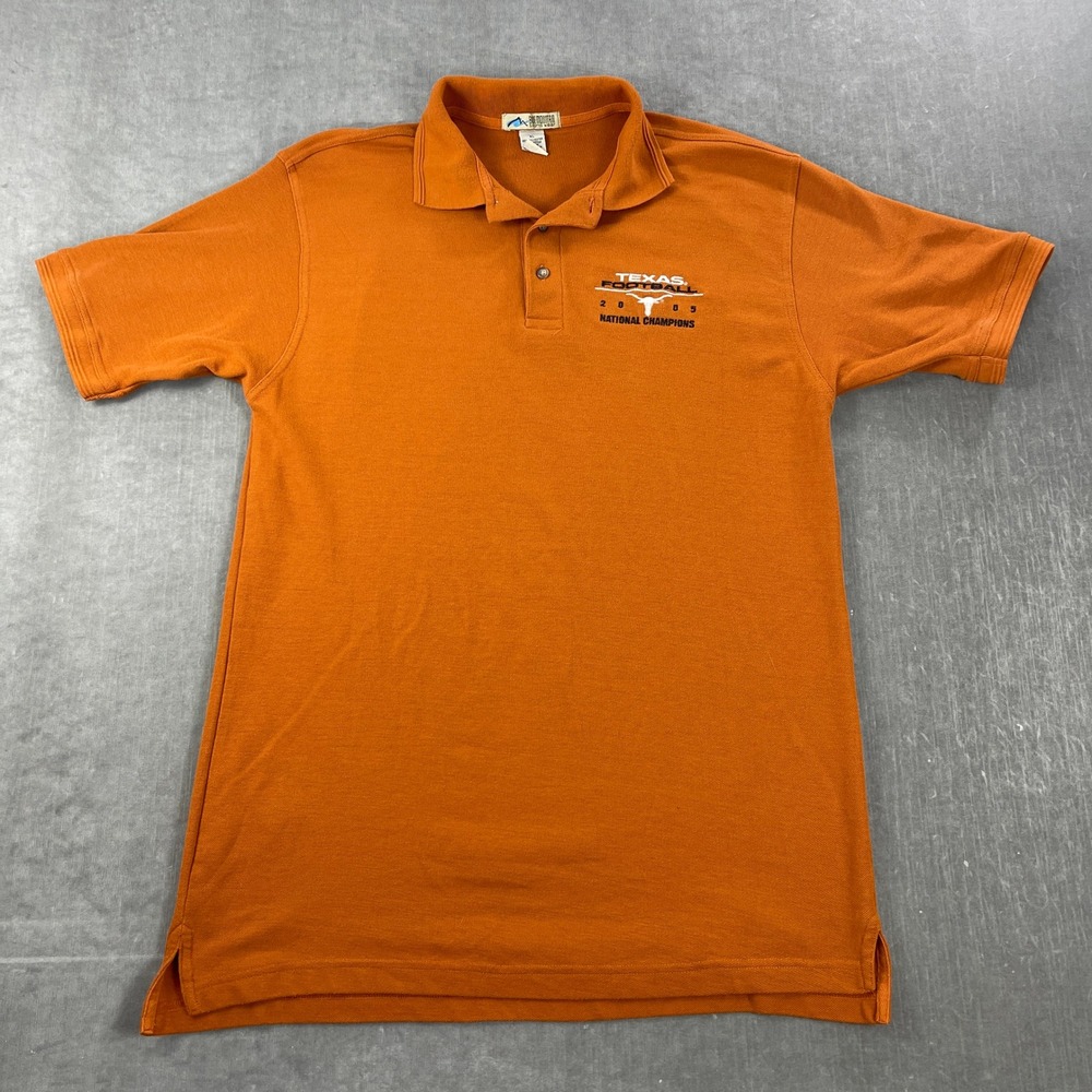 Texas Football Blue Mountain Men XL Burnt Orange Polo Shirt 2005 National Champs